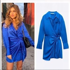 Zara NWT satin effect wrap dress